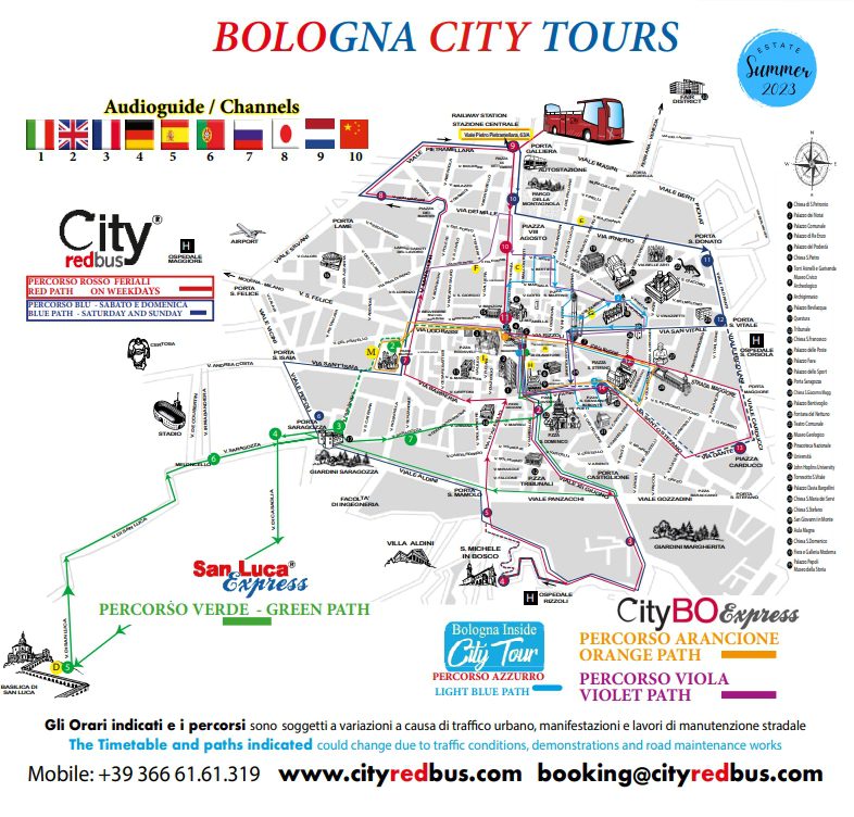 Visitare Bologna in pullman mappa